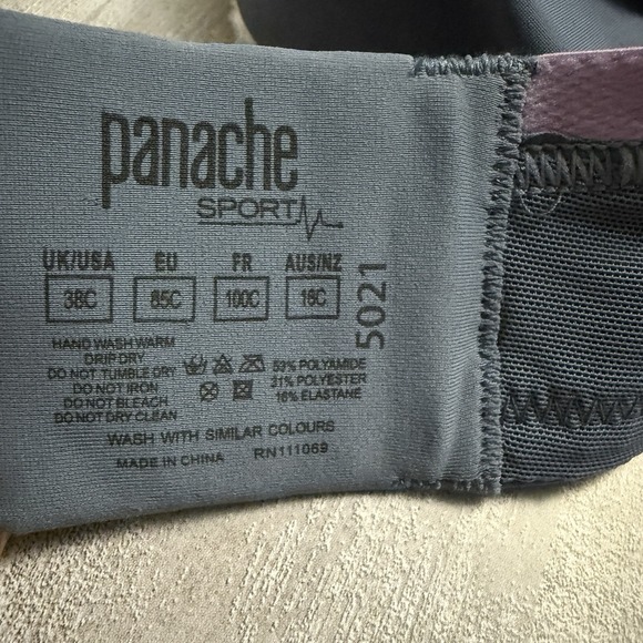 Panache Sports Bra Women's Size‎ 38C Grey Purple Convertible Straps Style #5021 - Picture 5 of 7